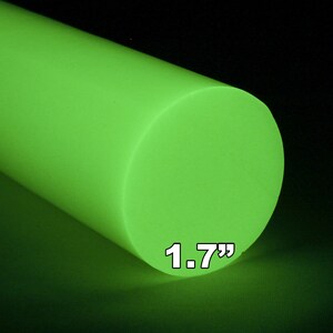 May include: A bright green glow-in-the-dark plastic rod, 1.7 inches in diameter.