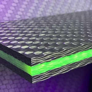 Placa de fibra de carbono GlowWaves de 3/8" color lima limón, CarbonWaves brilla en la oscuridad GITD