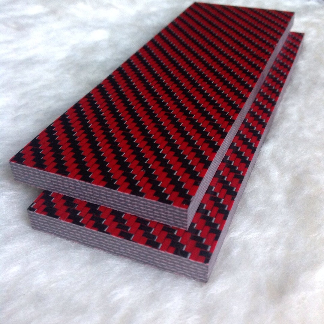 1/4 Red & Black Carbon Fiber Knife Scale Set of 2 Carbonwaves Knife