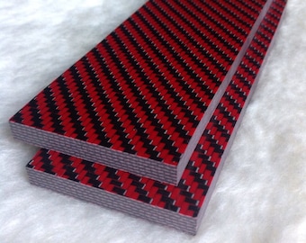 1/4" Alternating Red CarbonPlaid Knife Scale Set of 2 CarbonWaves Alternating Hybrid Carbon Fibre Handle Material