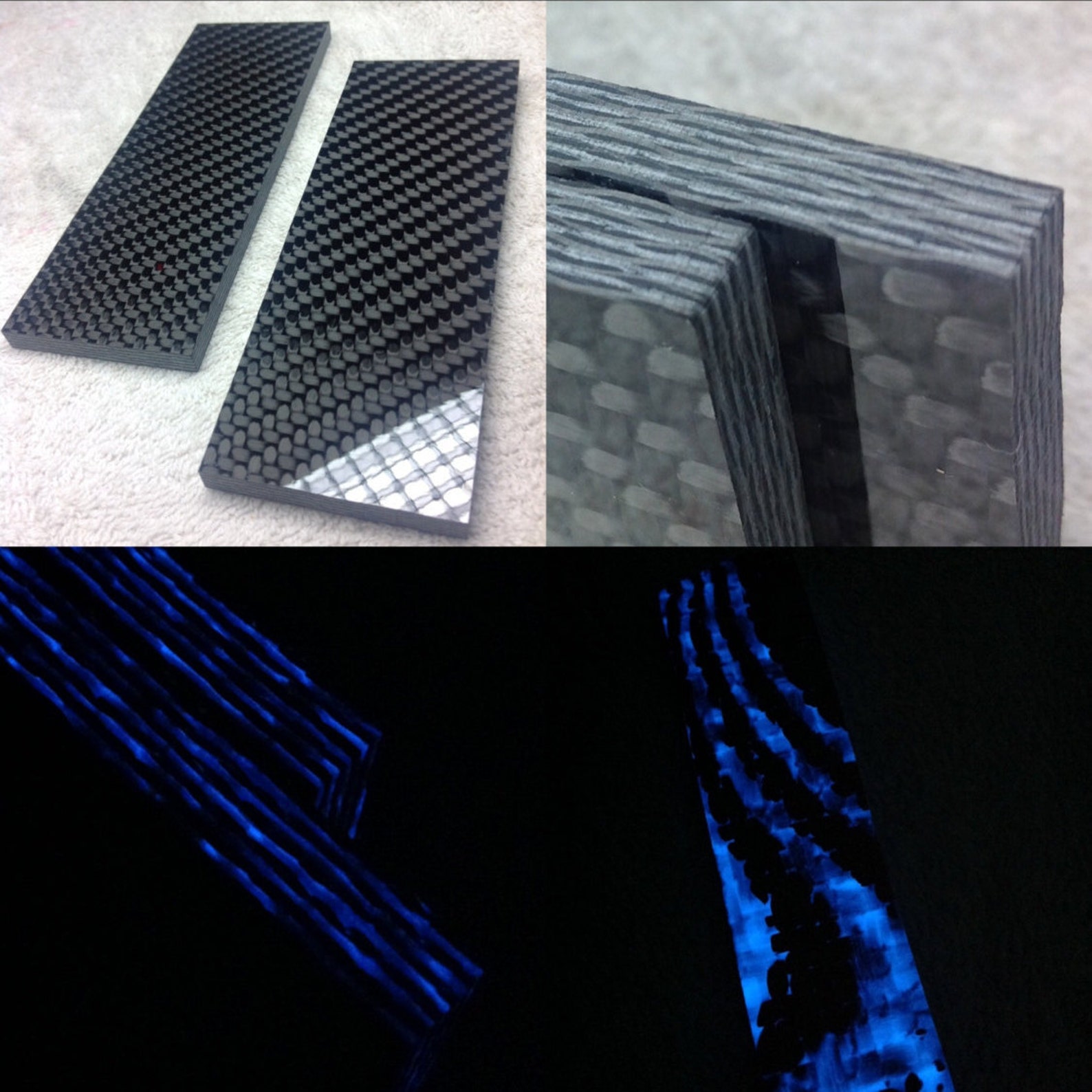 1/4 Blue Glow Carbon Fiber Knife Scale Set of 2 Etsy