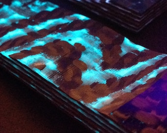 1/4" Aqua GlowWaves Carbon Fiber Set of 2 Knife Scales CarbonWaves Glow In The Dark GITD Knife Blank