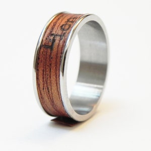 Wood Poetry Ring Lion Heart : Mahagony wood and typewriter poetry Size 10 Ring custom name ring Handmade ring image 3