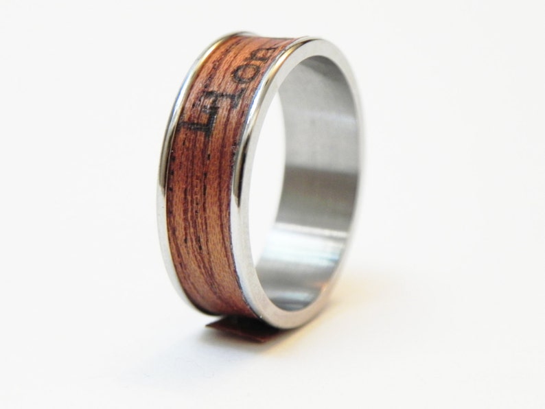 Wood Poetry Ring Lion Heart : Mahagony wood and typewriter poetry Size 10 Ring custom name ring Handmade ring image 3