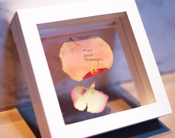 Typewriter Poetry Rose Petal – Custom Message, Floating Flower Display