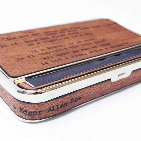 BIG Rolling Machine / Cigarette Case in Mahogany Wood : Edgar Allen Poe Poetry - cig roller, steampunk, goth, dream, the raven, nevermore