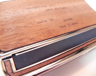 Blunt Sized Rolling Machine / Cigar case :  CUSTOM Hand Made real wood and Typewriter - 110mm  rolling storage box,  smoker, cigarette case