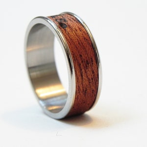 Wood Ring Live This Moment : name ring, promise ring, inspiration ring Mahagony wood and poetry Size 11 Ring, men engagement image 8