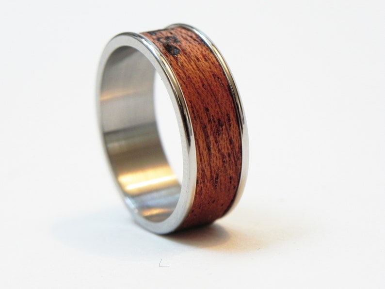 Wood Ring Live This Moment : name ring, promise ring, inspiration ring Mahagony wood and poetry Size 11 Ring, men engagement image 8