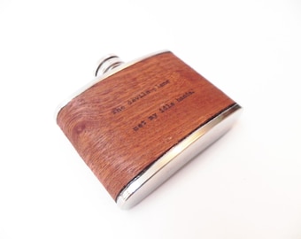 Custom Wood Flask – Hand-Typed Poetry, Stainless Steel 3oz