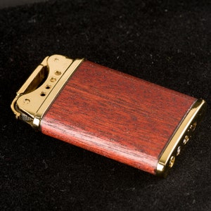 Flip Top Lighter in Mahogany Wood : Slim Lighter, refillable torch, refillable lighter, personalized lighter, zippo style lighter