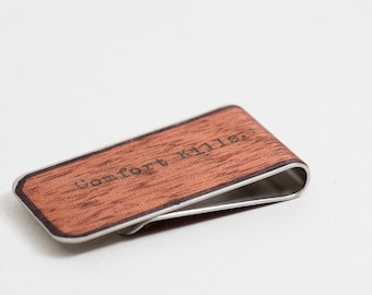 Fathers Day Personalized Wood Money Clip : handmade, minimalist, card clip, money holder, dad gift, customized fathers day gift