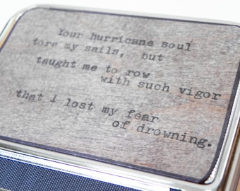 Roller box / Cigarette Maker with type written poetry : Hurricane, Storms, lose fear, roller, hand roll, save money, cigarette papers