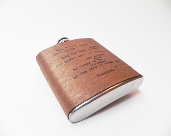 Engraved Mahogany Wood Flask: Auguste Rodin Artist Quote