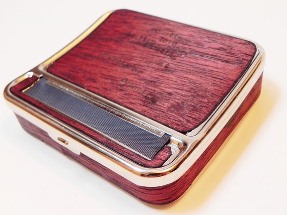 Cigarette Case & Rolling Machine : Cigarette Roller, Rollie, Hand Roll,  Real Mahogany Wood Rolling Tray and Stash Box 