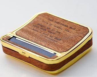 wooden cigarette roller Gold Cigarette Roller Box - Gold and Mahogany Cigarette Case - Gift for  Husband, Stylish Gift, Real Wood Rolling Machine for Groomsmen
