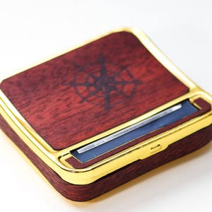 Cigarette Case Rollerbox : Personalized Cigarette Case in Mahogany Wood, customized rolling machine, custom cigarette case stash box