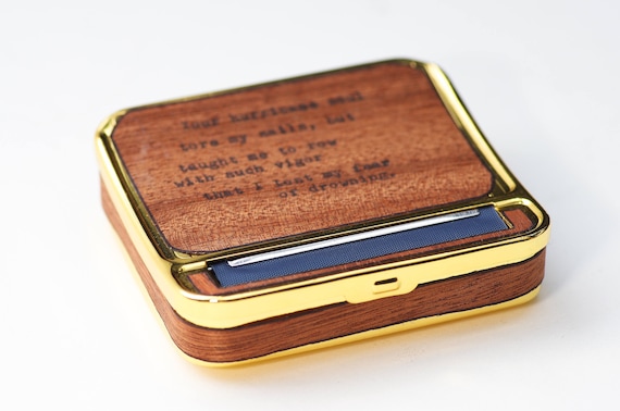cigarette roller box Gold Cigarette Case & Automatic Roller Box - Mahogany Wood - Hurricane Soul  Original Poetry Gift for Dad, Gift for Grad