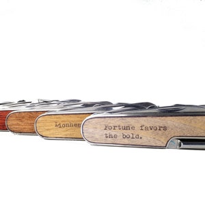 Wood Embossed Swiss Army Knife - Solid and heavy weight gift for dad or Groomsmen