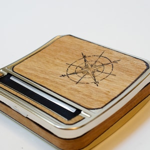 Compass Gelenkroller Zigarettenetui, Echtholz, Echtholz, Echtholz, Geschenk für Ihn, Geschenk für Ihn