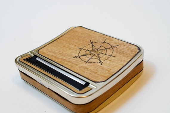 Compass Joint Roller Cigarette Case, Automatic Roller, Real Wood