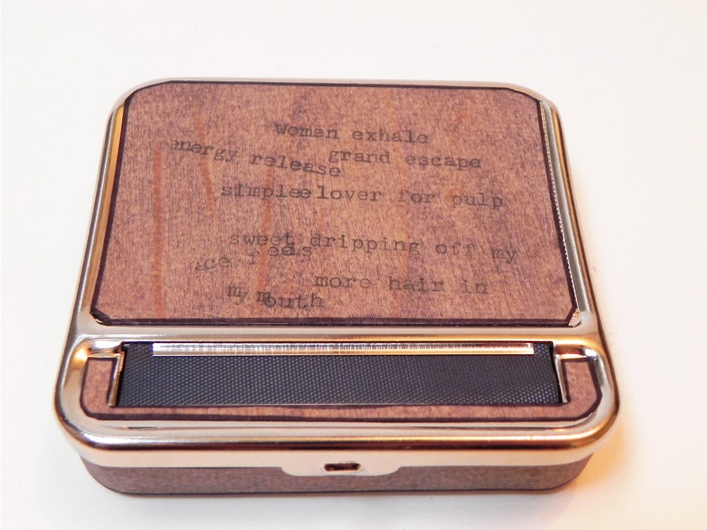 Mahogany Wood Cigarette Rolling Machine: Hand-cut Stash Box