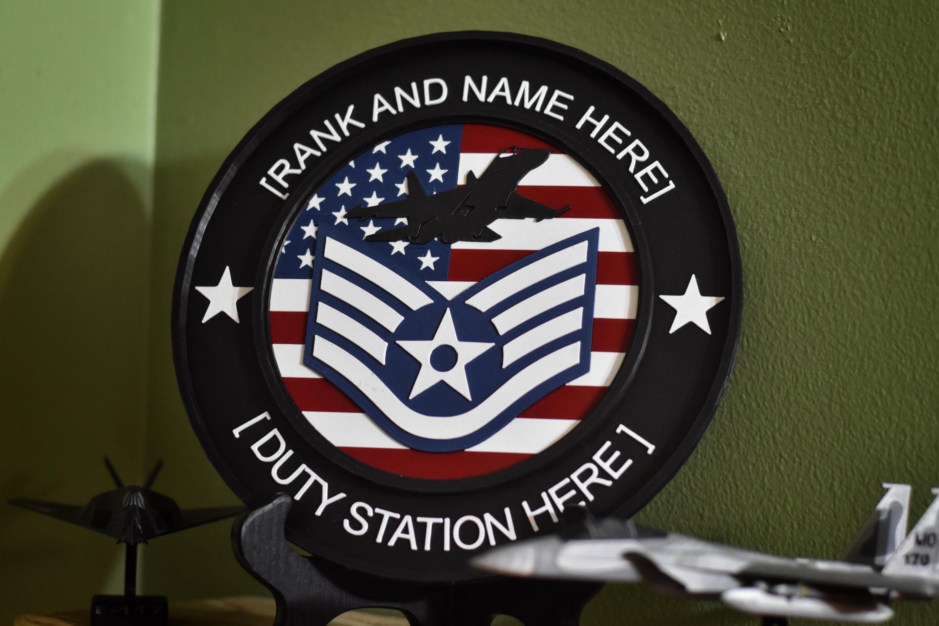 Custom 3D Printed U.S. Air Force Plaque – Personalized With Rank & Base ...