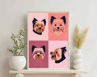 Yorkshire Terrier Print | Pink Dog Lover Wall Art (Digital Download)