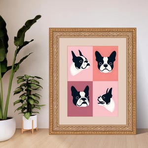 cute boston terrier digital print | dog lover wall art
