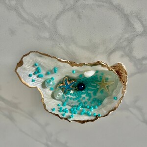 Oyster shell jewelry dish