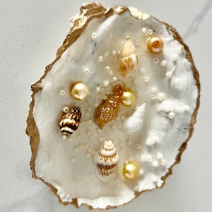 Oyster shell jewelry dish