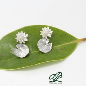 Sterling Silber Lotus Blume Ohrringe: Handgemachter botanischer Schmuck