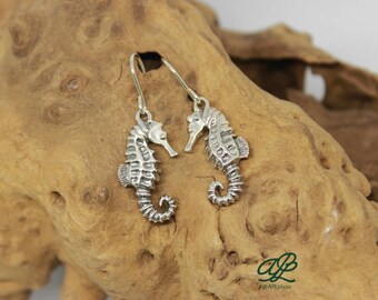 Sterling Silver Seahorse Dangle Earrings, Nautical Jewelry