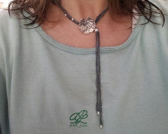 Lily Flower Adjustable Choker Necklace, Silver Lotus Flower Jewelry, Wrap Bracelet and Necklace for Women, July Birth Flower Necklace, Gift