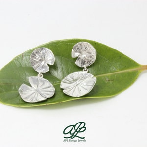 Sterling Silber Lotus Blatt Ohrringe: Boho Baumeln Schmuck