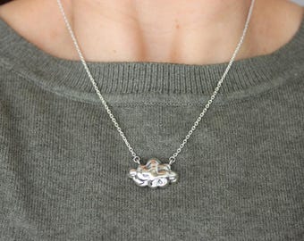 Sterling Silver Cloud Necklace, Silver Cloud Jewelry, Dainty Cloud Pendant, Special Gift for Mom, Minimalist Jewelry, Personalized Necklace