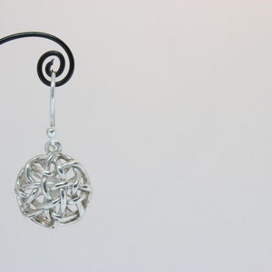 Handmade Silver Geometric Dangle Earrings, Celtic Knot Earrings, Lightweight Artisan Jewelry, Modern Statement Earrings, Wife Christmas Gift