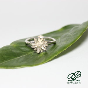 Sterling Silver Lotus Ring, Water Lily Flower Jewelry, Silver Stacking Ring for Nature Lovers, July Birth Flower Ring, Valentines Gift