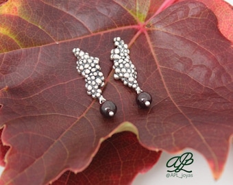 Handmade silver earrings with grapes, Grape Collection