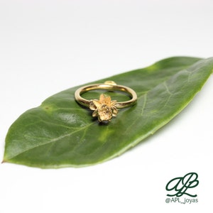 Handmade Closed Water Lily Flower Ring in Brass with 18k Gold Plating
