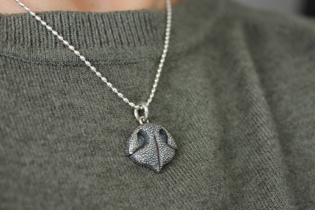 STERLING SILVER DOG nose pendant – unique pet memorial necklace | personalized gift for dog lovers | minimalist silver jewelry