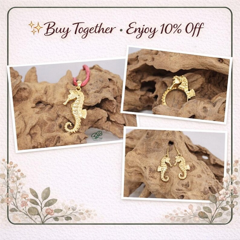 18kt Gold Plated Sea Horse Dangle Earrings: Nautical Jewelry image 10