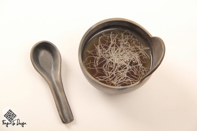 Black pottery set for Asian soup