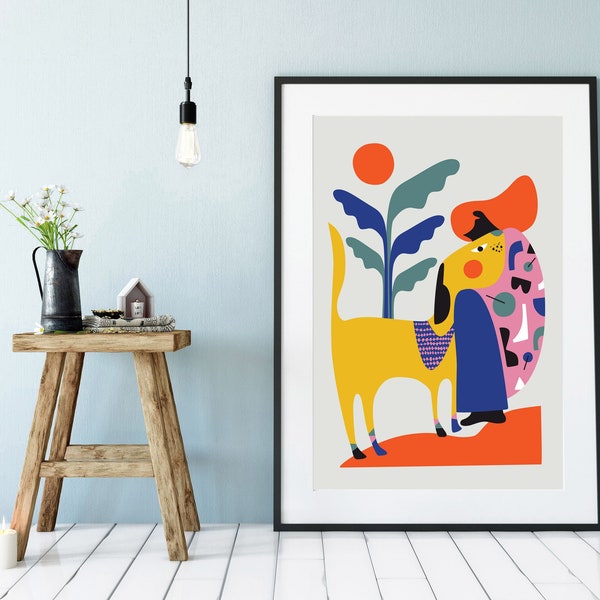 Mid Century Dog Art Etsy