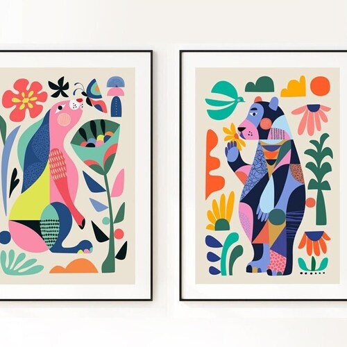 Set of 2 Wall Art Mid Century Modern Art Kitchen Print Etsy