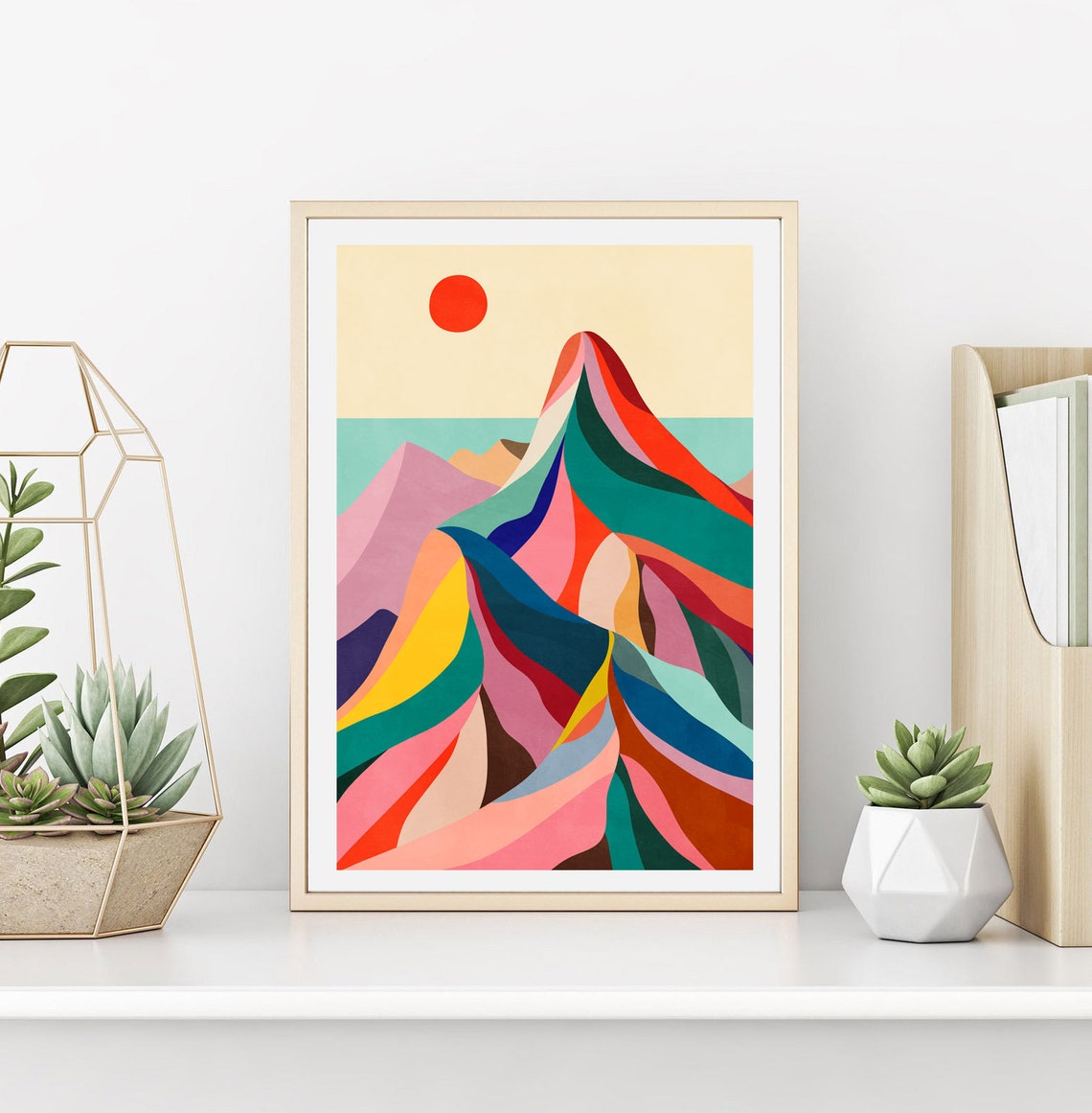 Blue Mountains Art Landscape Wall Art Rainbow Mountains Wall Etsy