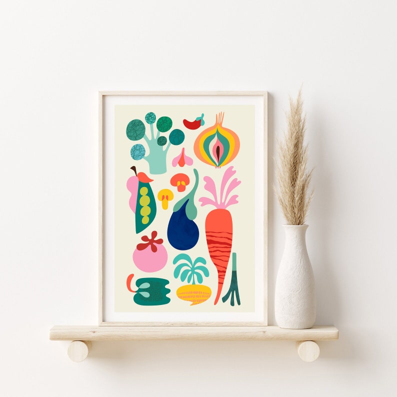 Set of 2 Wall Art Mid Century Modern Art Kitchen Print | Etsy