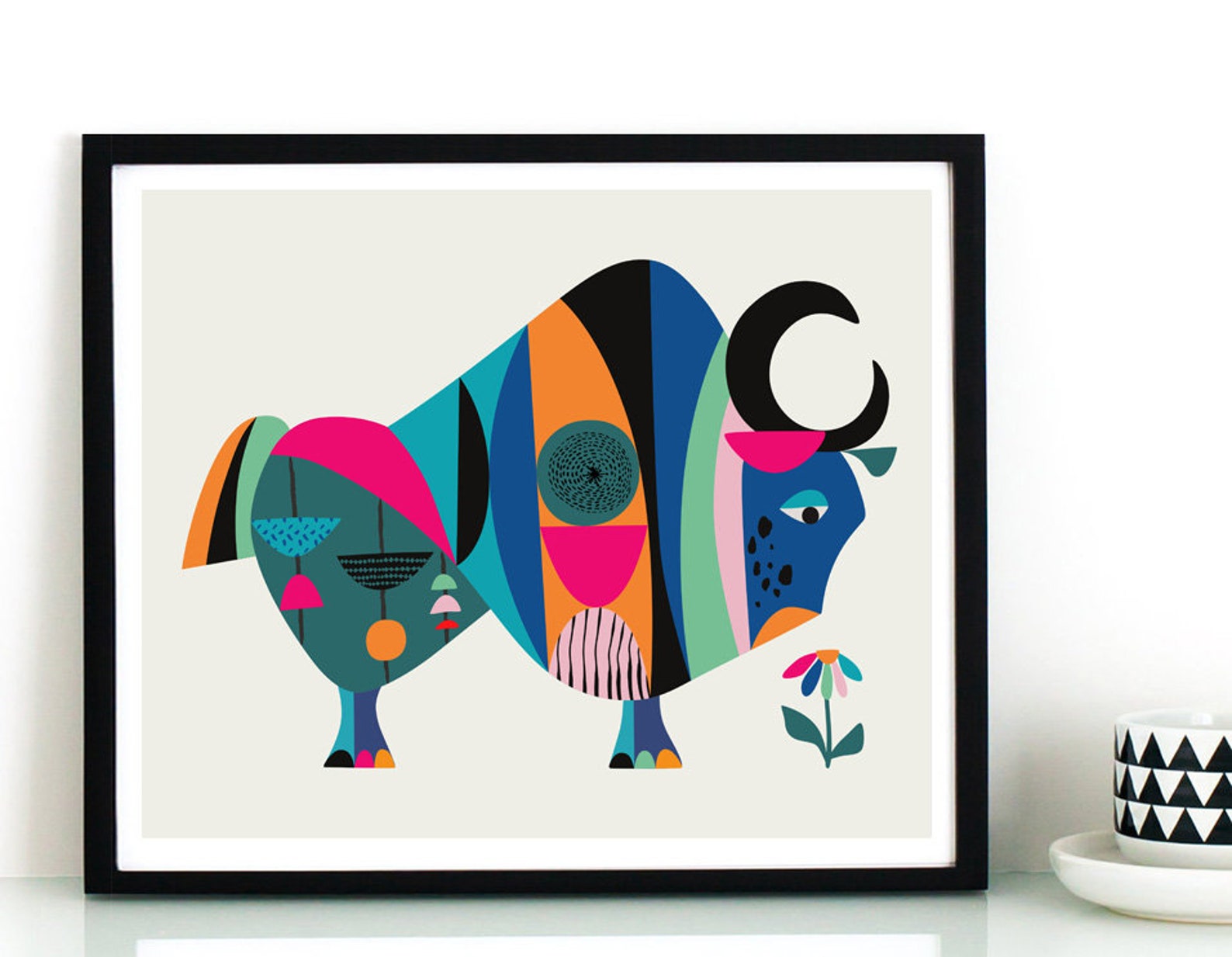 Mid Century Modern Art Yak Print OX Print Cow Wall Art - Etsy Australia