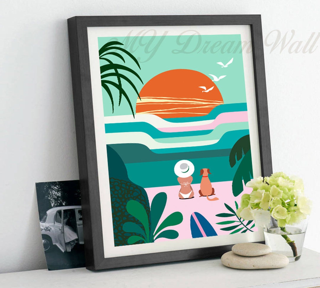 Beach Decor Beach Print Beach Poster Sunset Art Beach Art Etsy