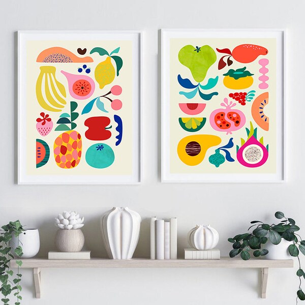 Fruit Kitchen Art Etsy